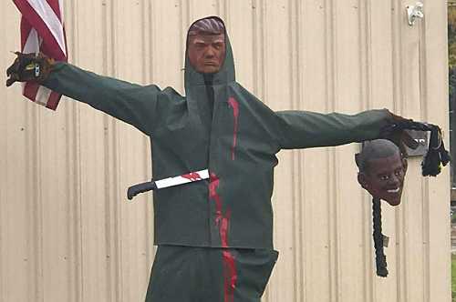 Michigan Body Shop Owner Insists 'No Race Went Into' Halloween Display of&nbsp; Trump, Obama&nbsp;