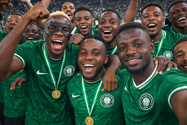 Me celebrating Nigeria wining the AFCON trophy in advance